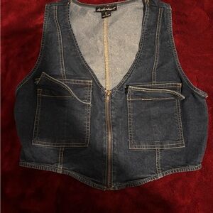 Blue Denim Vest with Pockets
